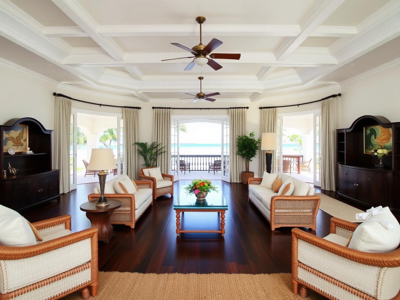 Vaulted great room facing the Gulf