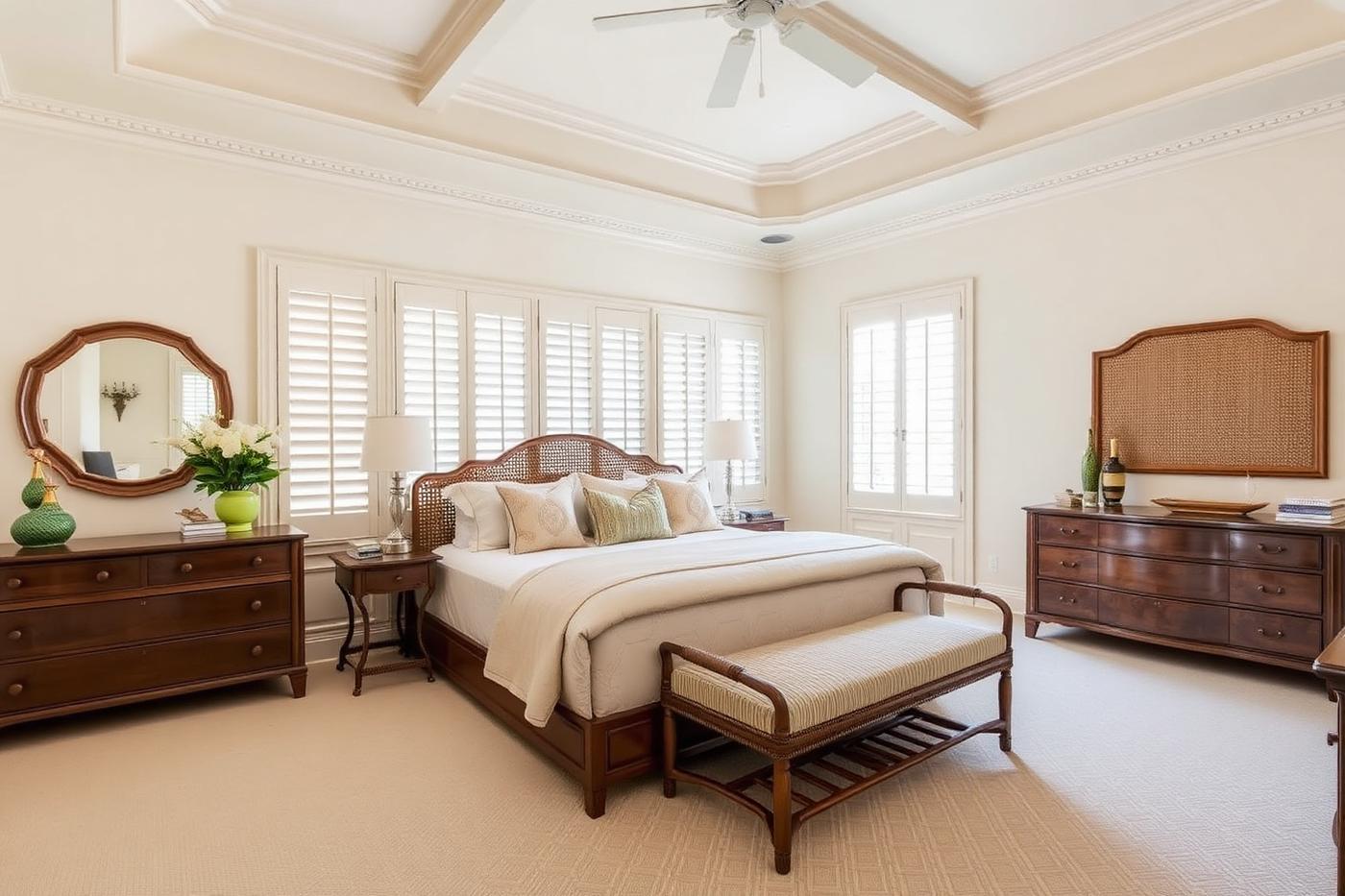 Ensuite guest bedroom with plantation shutters