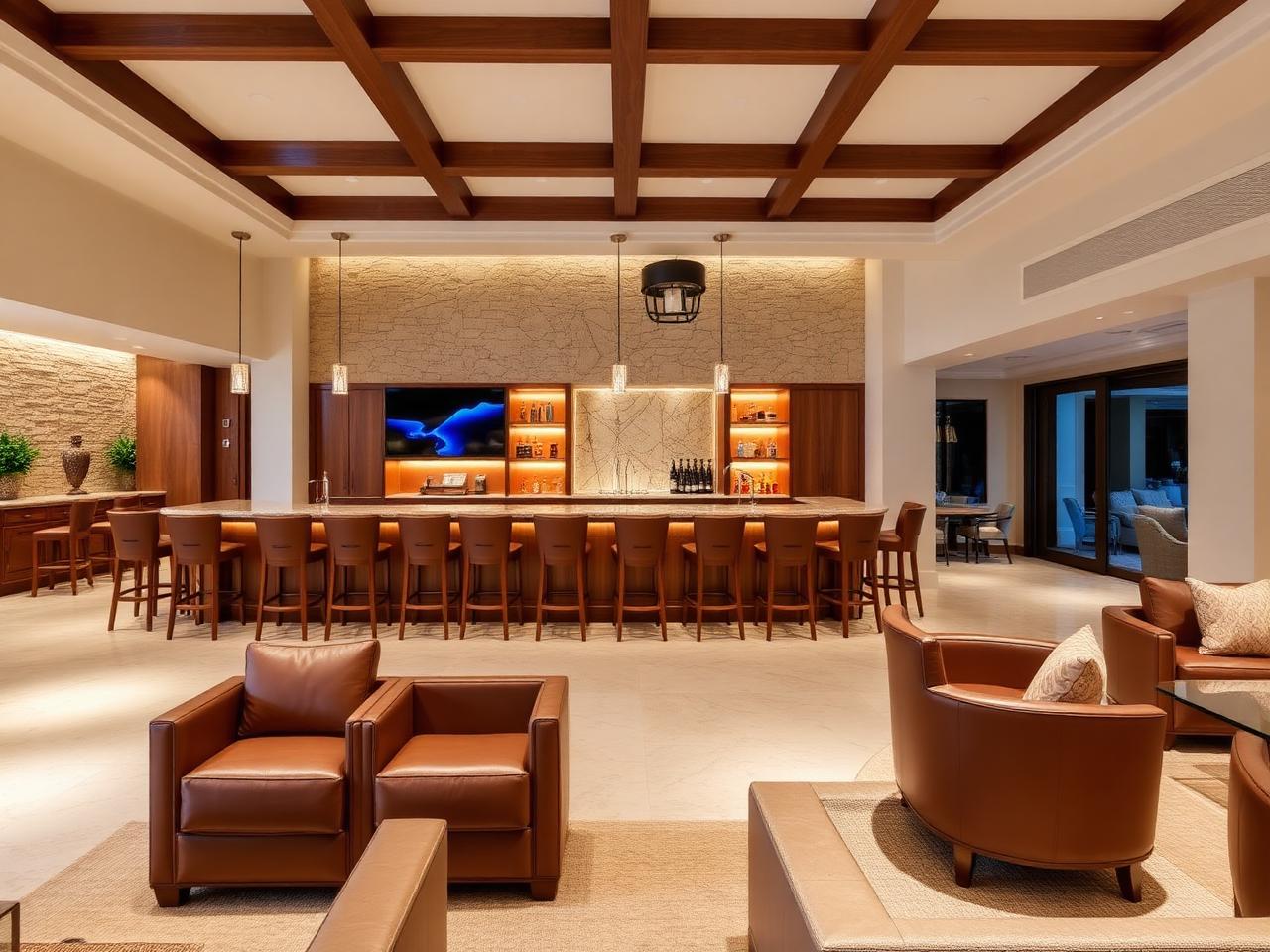 Games and media lounge with bar
