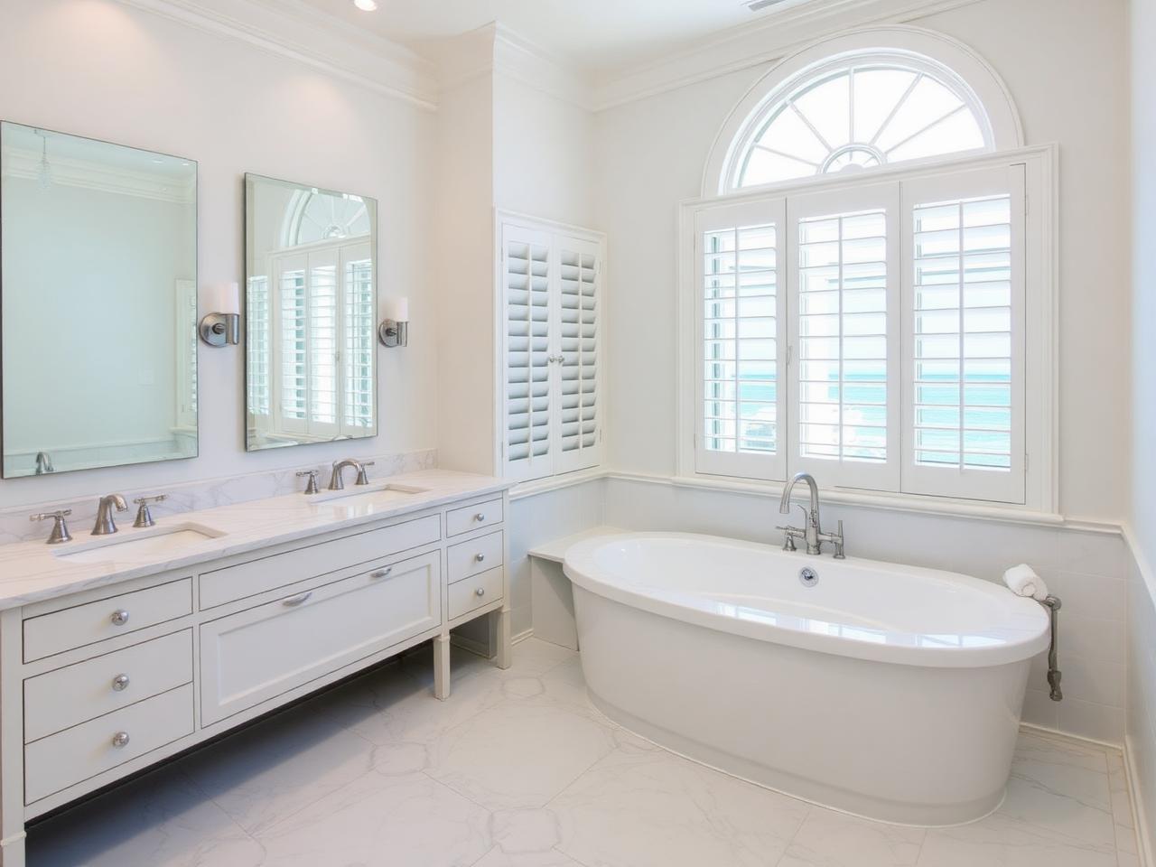 White marble bath with soaking tub